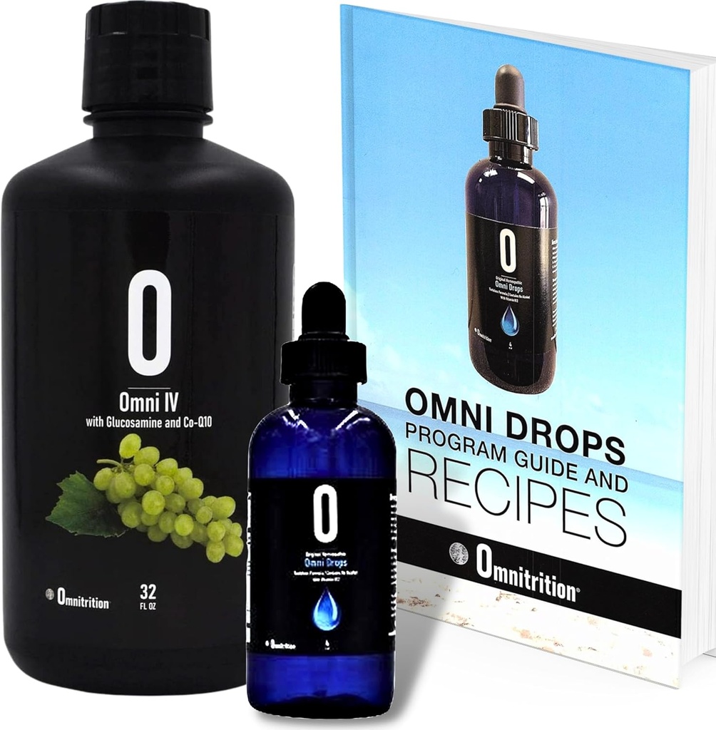 Omnitrition Omni Drop Bundle - כולל שני מוצרים: Omni Drops דיאטה טיפות עם ויטמין B12-4 oz עם מדריך התוכנית ו- Omni IV (Omni 4) ויטמינים נוזלי מינרלים עם גלוקוזאמין ושות '10