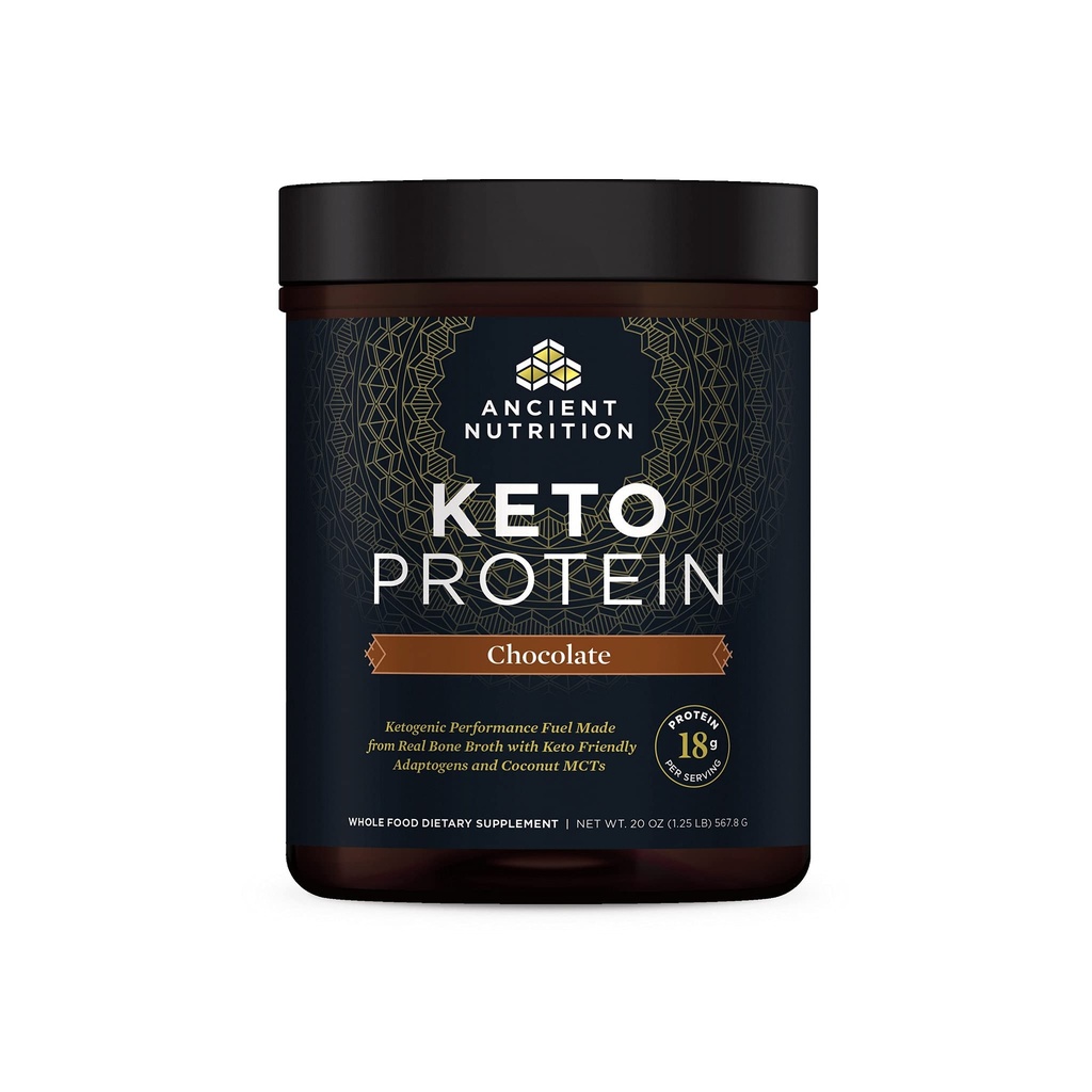 אבקת חלבון קיטו, KetoPROTEIN עם שומני מעצם Broth ו שמן MCT, שוקולד, 18g חלבון 10g שומן Per לשרת, Gluten Free, Low Carb, Paleo Friendly, 17 לשרתים