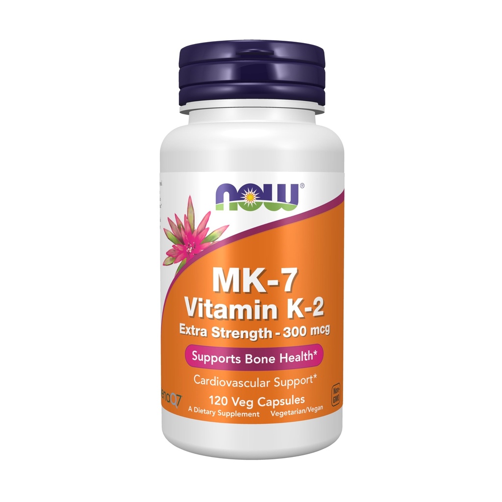 תוספי מזון עכשיו, MK-7 ויטמין K-2 300 mcg, Cardiovascular Support*, תמיכה בריאות העצם *, 120 קפסולות Veg