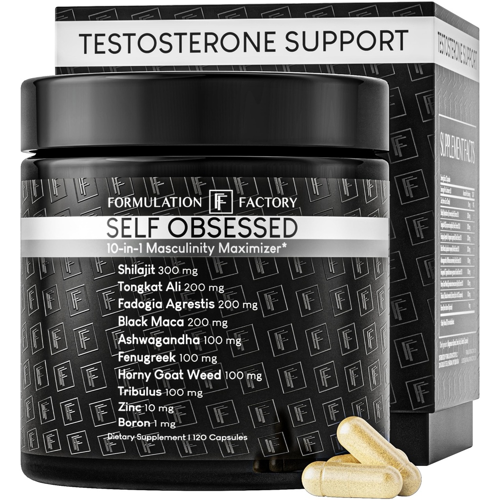 פורמולה מפעל עצמי Obsessed 10 ב 1 Masculinity Maximizer תוסף, Shilajit עבור גברים, טונגקט עלי, Ashwaganda, Fenugreek Growth, Energy, Drive, כוח, התאוששות 2 חודש (Pack of 1)
