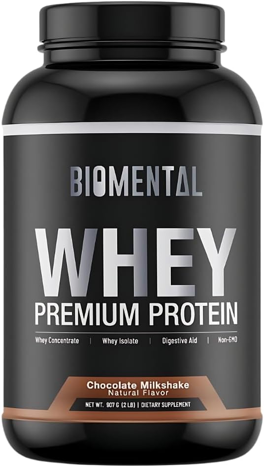 אבקת חלבון ביומנטל שוקולד Whey - Rich Flavor עבור צמיחה שריר ושיקום - תוספי תזונה פרימיום - Zero A מלאכותי Flavors & Sweeteners - חלבון 2 פאונד