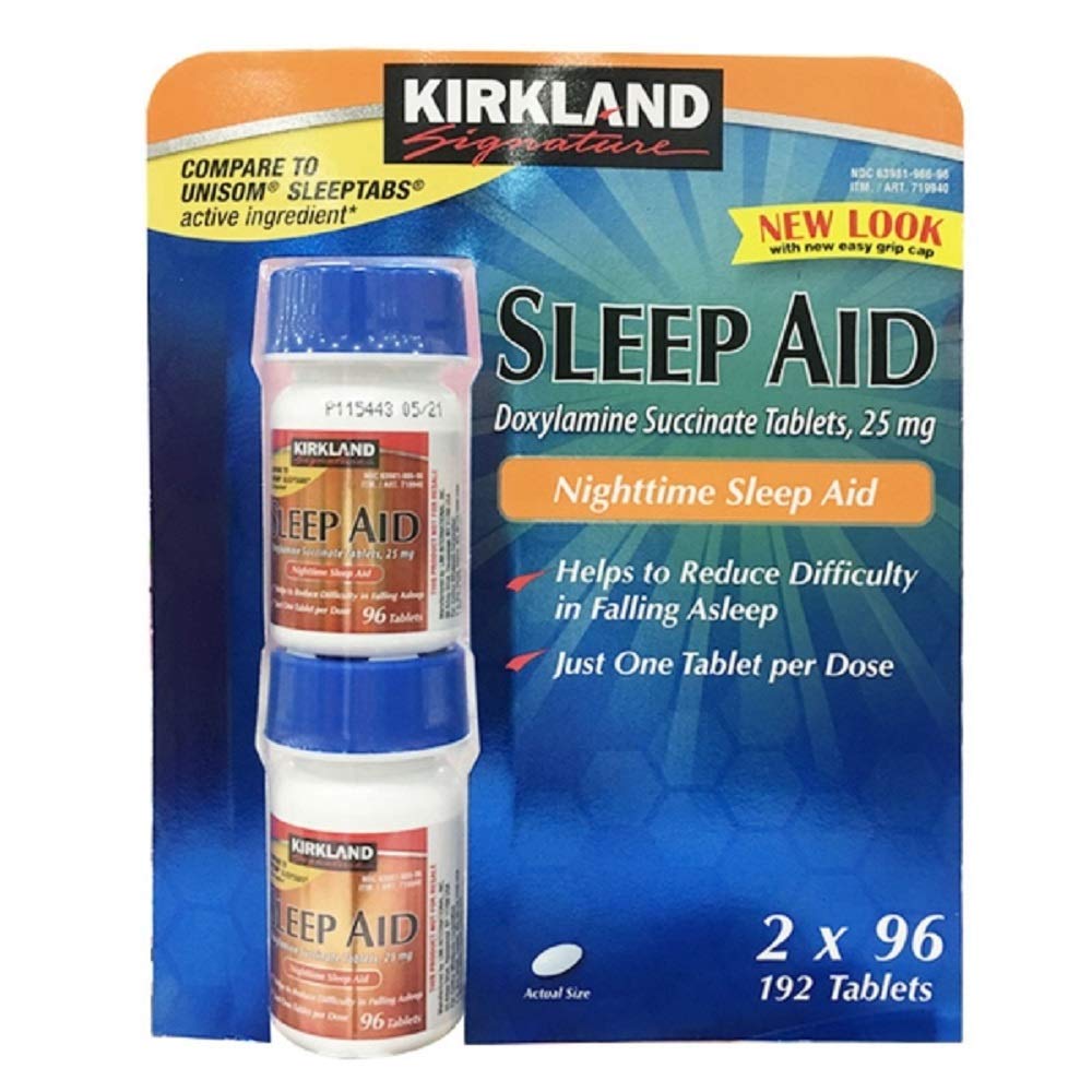 קירקלנד החתימה Sleep Doxylamine Succinate 25 Mg, 2 חבילות (192 טבליות)