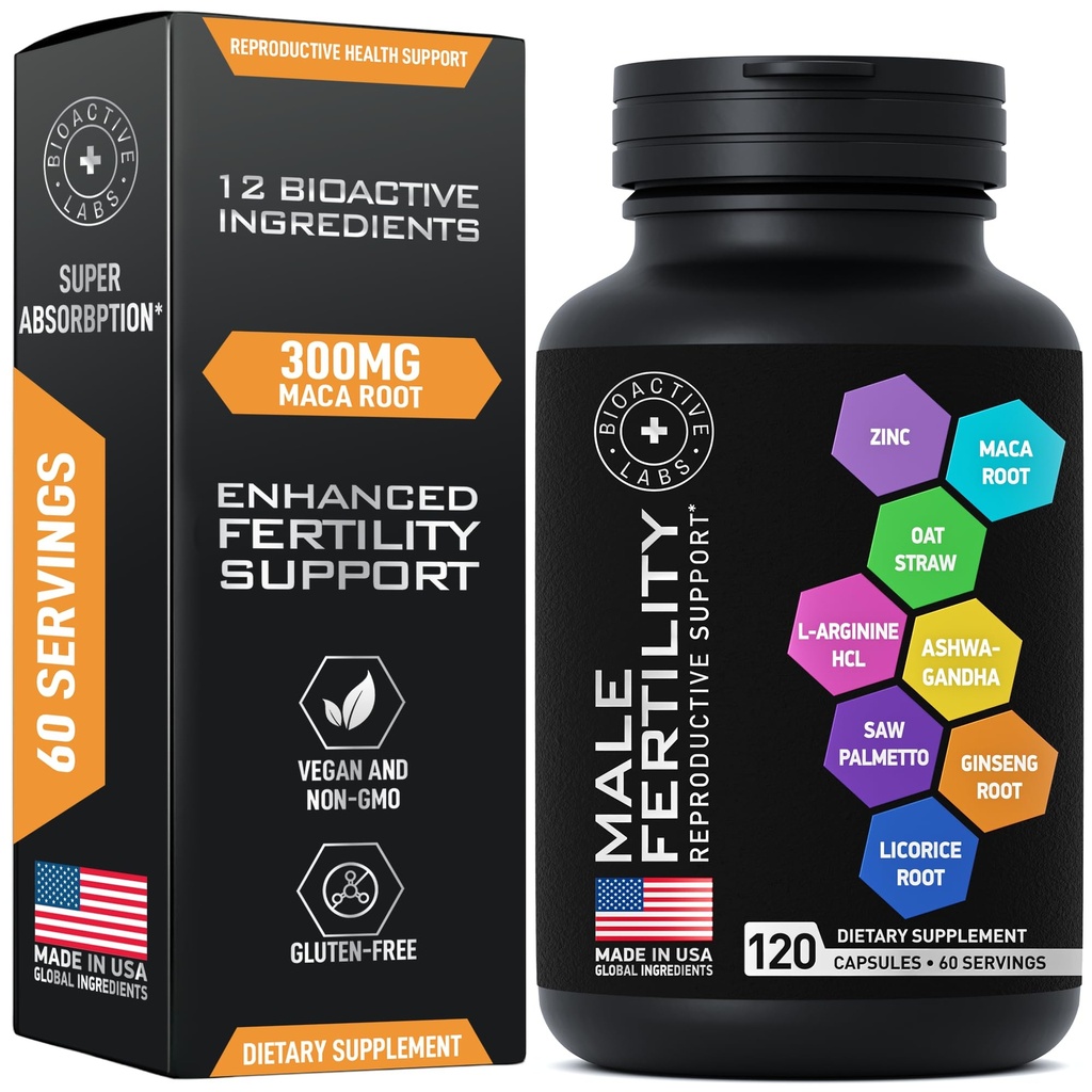 תוספי פוריות לגברים - Zinc, Maca, Ashwagandha, L-Arginine - זכר Vitality Conception for Him - Count and Motility Pregnancy Aid - ויטמינים ותמיכה פוריות גברית - 120 גלולות