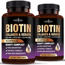 AGE Biotin Collagen Keratin Hyaluronic Acid - 50,000mcg שיער ויטמין עבור גברים ונשים, ציפורניים, שיער, ויטמין עור ו- DHT בלוקר עם ויטמין E Folic Acid Pumpkin Seed MSM- 180 הרוזן ספירה