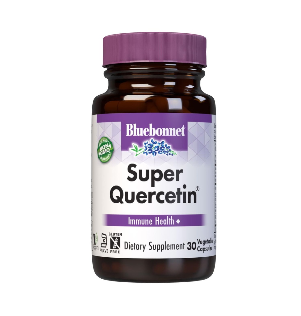 Bluebonnet Nutrition Super Quercetin ירקות קפסולות, ויטמין C Formula, Best for Seasonal & Immune Support, Non GMO, Gluten Free, Soy Free, Milk Free, כשר, 30 קפסולות ירקות