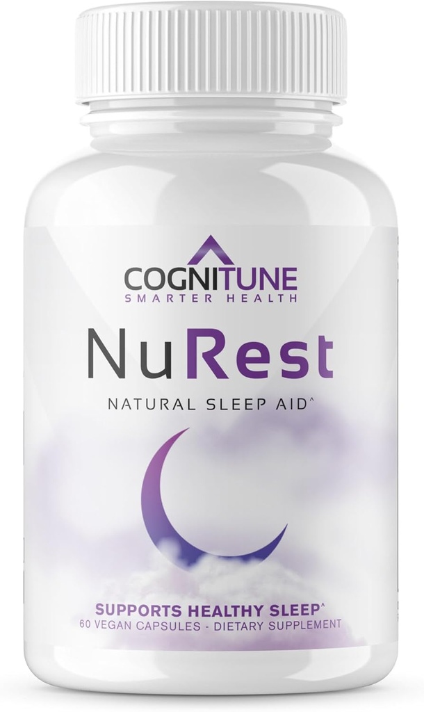 CogniTune Natural Sleep Supplement - Non Habit Forming Pills, Non Drowsy Herbal Sleep Aid פורמולה W/Melatonin, Valan Root, Lemon Balm, GABA, L-theanine, Magnesium, Amino Acids