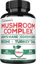 Satoomi 10in1 Lions Mane מורכב - מעורב עם Cordyceps Sinensis, Reishi Mushroom, טורקיה Tail Mushroom ואחרים - 90 Count for 3 חודשים