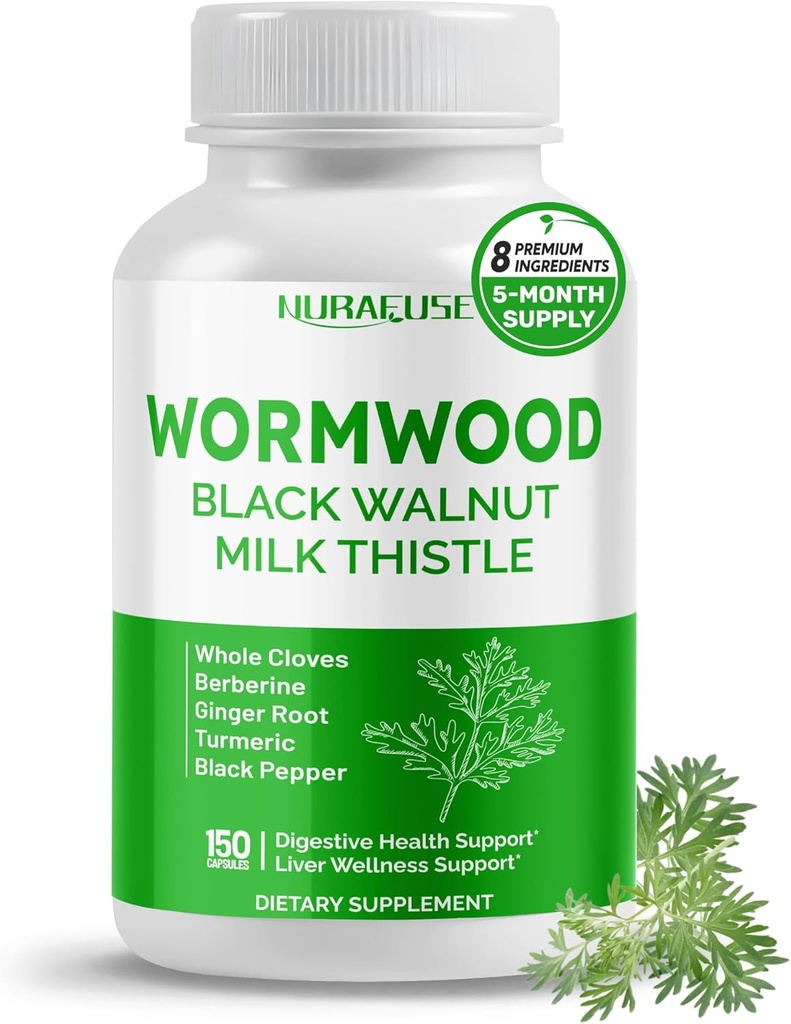 Wormwood Whole Cloves Milk Thistle with Another Herbs - תמיכה בבריאות העיכול, Liver Wellness - Made and Tested בארצות הברית