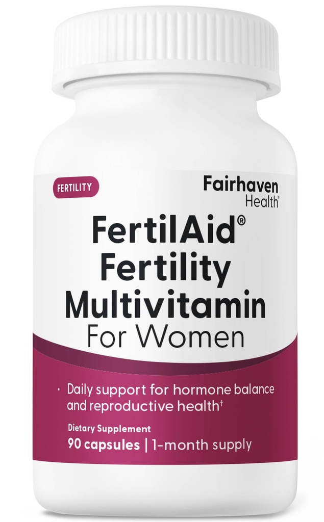 Proven Health FertilAid עבור נשים | תוספי ויטמינים טרום לידתי עבור נשים | קונספט עבורה עם Vitex ו Folate | תמיכה מחזור סדירות ו- Ovulation* | 90 קפסולות