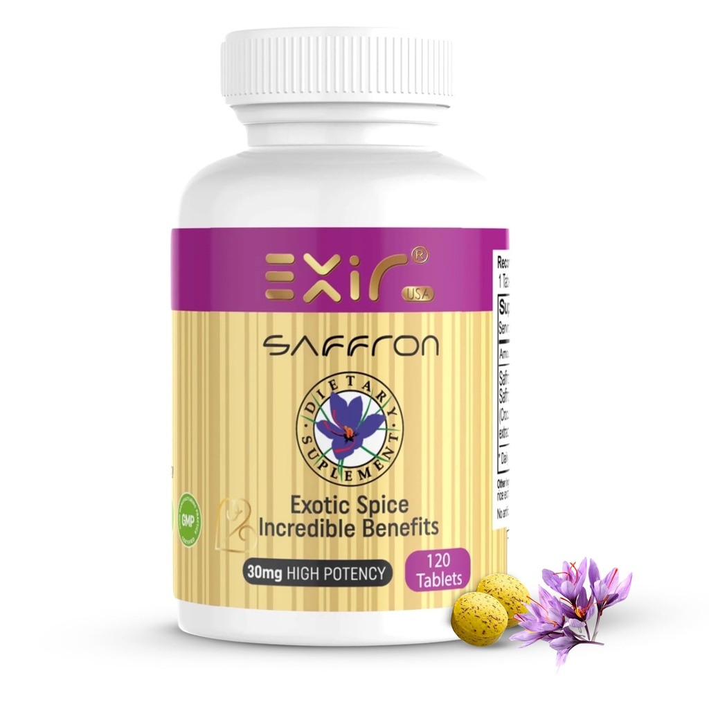 תוסף ExIR Saffron | תומך להתמקד, הרגלי אכילה בריאים, Mood, Metabolism (120 טבליות)