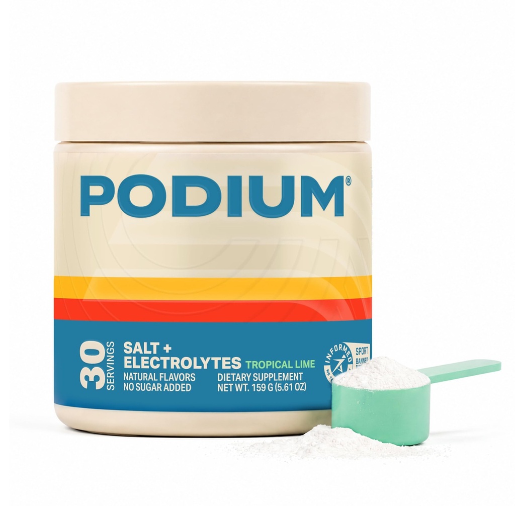 Podium תזונה אימון מלח + אלקטרוליט אבקת, Lime טרופי, Post Workout hydrotion & שריר התאוששות תמיכה, משקה אלקטרוליטה, מגנזיום, פוטסיום,Calcassium, Sodium Salts, 30 משרתים