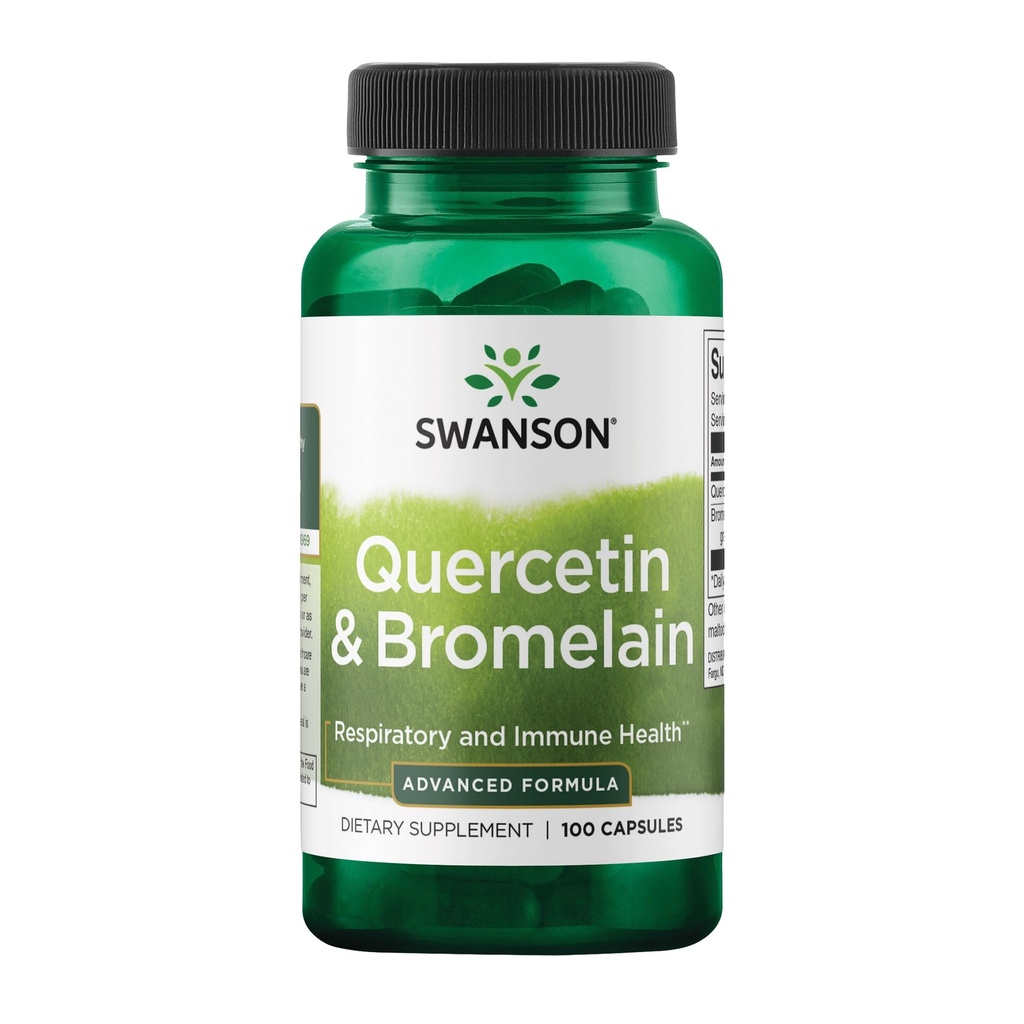 Swanson Quercetin & Bromelain-Promote Respiratory Health Support-Aid Seasonal Immune System Health-Support Cholesterol רמות כבר w/i Normal טווח 100 Caps (250 מ"ג Quercetin/78mg Bromelain)
