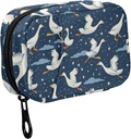 Fustylead Funny Geese Flying in Nightsky ו- Stars Travel Pill מארגנת באג עם Zipper Small Pill Box 7 Day Pill Case for Purse Storage Weekly