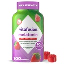 vitafusion מקס חיזוק 10 מ"ג מלטונין מסטיקמי, סטרוברי פלמורד, מבוגר מלטונין מסטיקמי ויטמין תוסף, 100 הרוזן, 50 יום אספקה