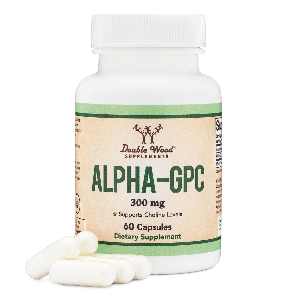 Alpha GPC Choline Brain Supplement for Acetylcholine (60 Count, 600 מ"ג) Advanced Memory Formula, Focus and Brain Support, Focus Supplement (Manufactured in the USA) by Double Wood Wood