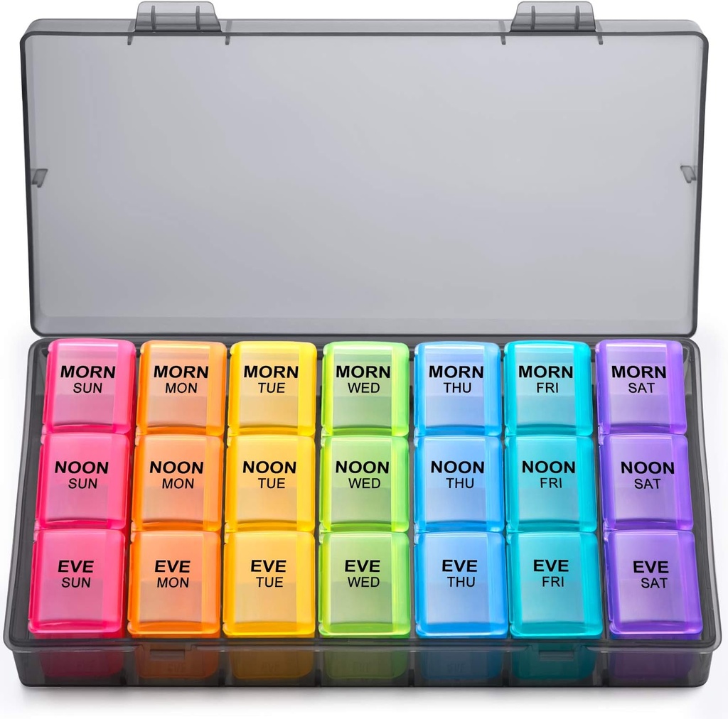 מארגנת גלולות שבועיות 3 פעמים ביום, Gelibo Daily Pill Cases Box for ויטמין/Fish Oil/Pills/Supplements-Arthritis Friendly