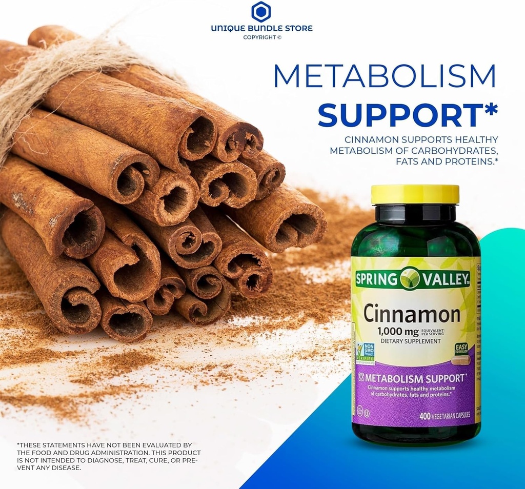 ייחודי Bundle Store Cinnamon 1000 מ"ג, 400 קפסולות - תמיכה תזונתית צמחונית (Pack of 1)