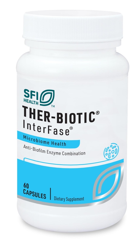 Klaire Labs SFI Health Ther-Biotic InterFase - Multi Enzyme Formula for Digestive Health & Gut Balance - נועד לתמוך במיקרוביולוגיה בריאה (60 קפסולות)