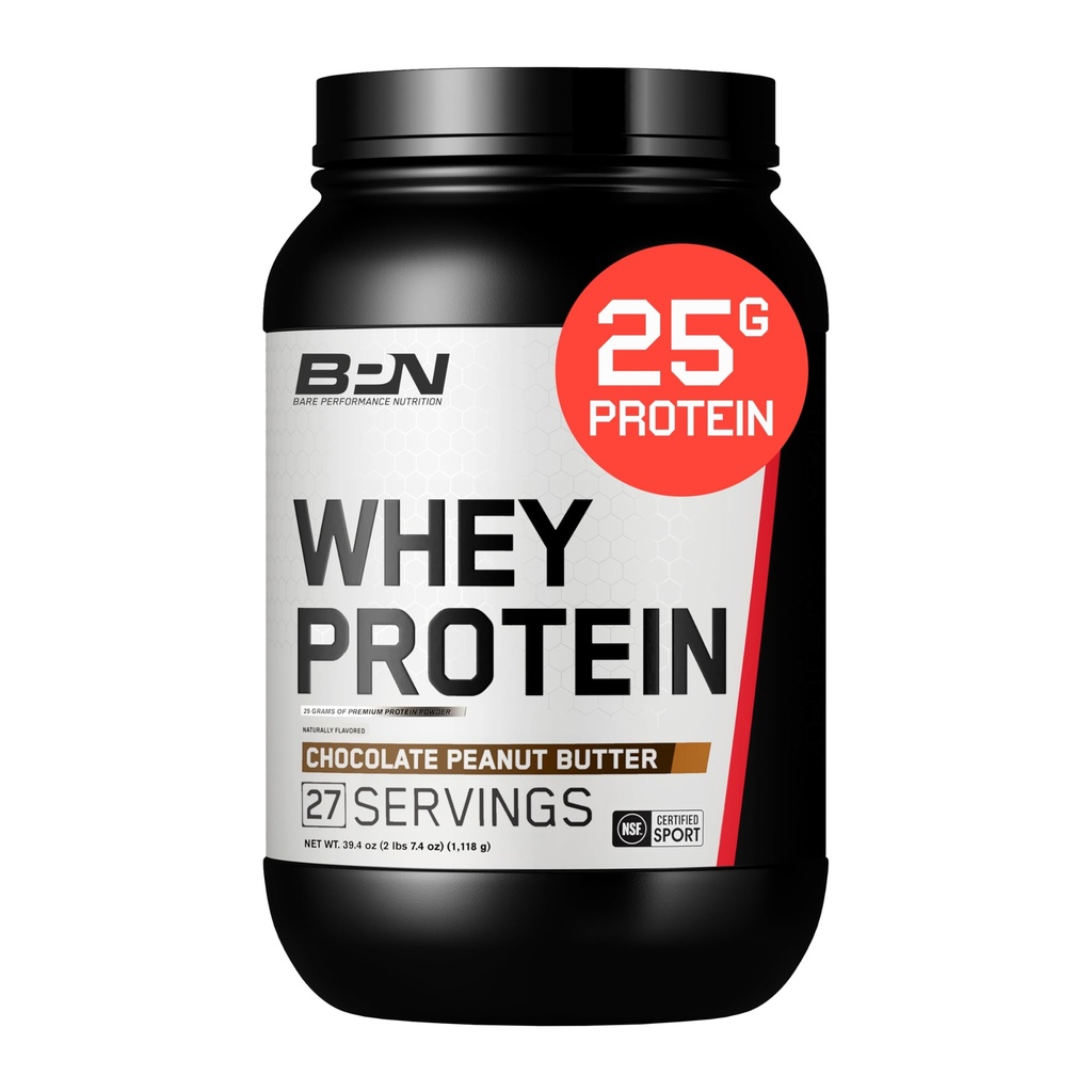 BPN Whey חלבון + Casein אבקת בלגן, שוקולד בוטנים, 25g חלבון לתמיכה שריר ליאן התאוששות, 27 משרתים, צד שלישי נבדקו