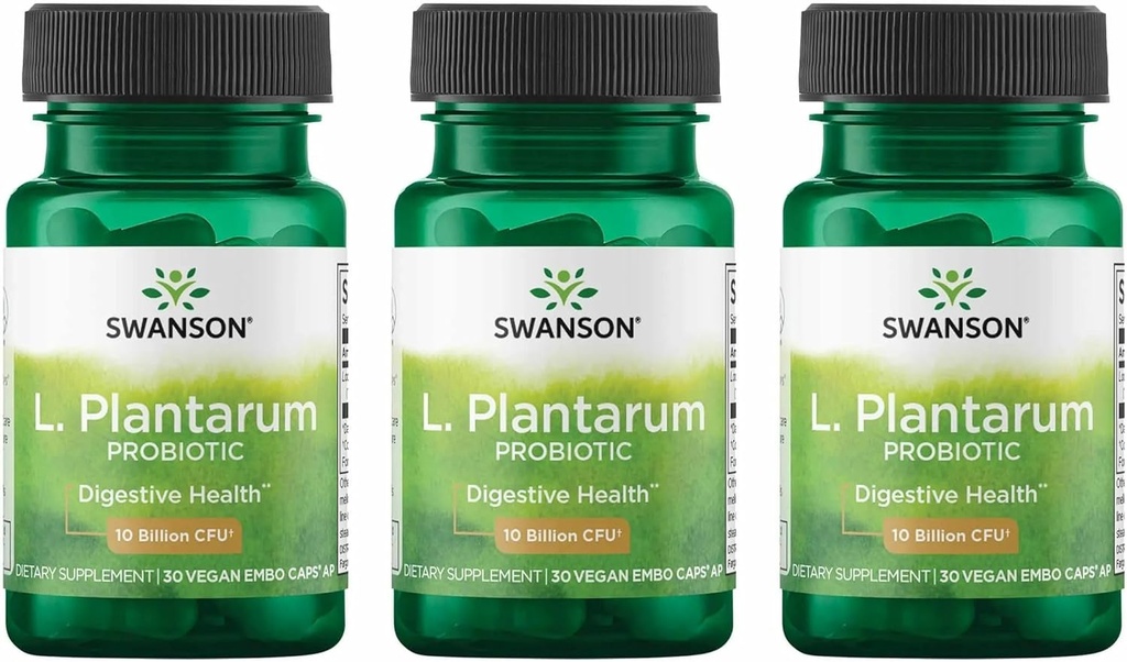 Swanson L. Plantarum - תוסף Digestive לקידום מאזן העיכול של Gastro ו- Bowel סדירות - פורמולה טבעית כדי לעזור להפחית - (30 ואגי קפסולות) 3 Pack