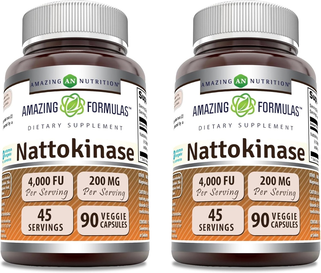 פורמולה מדהימה Nattokinase Dietary תוספי 100 מ"ג Veggie קפסולות תוסף | 2000 FU Enzyme Activity | Non-GMO | Gluten Free | Made in USA (90 Count | 2 Pack)