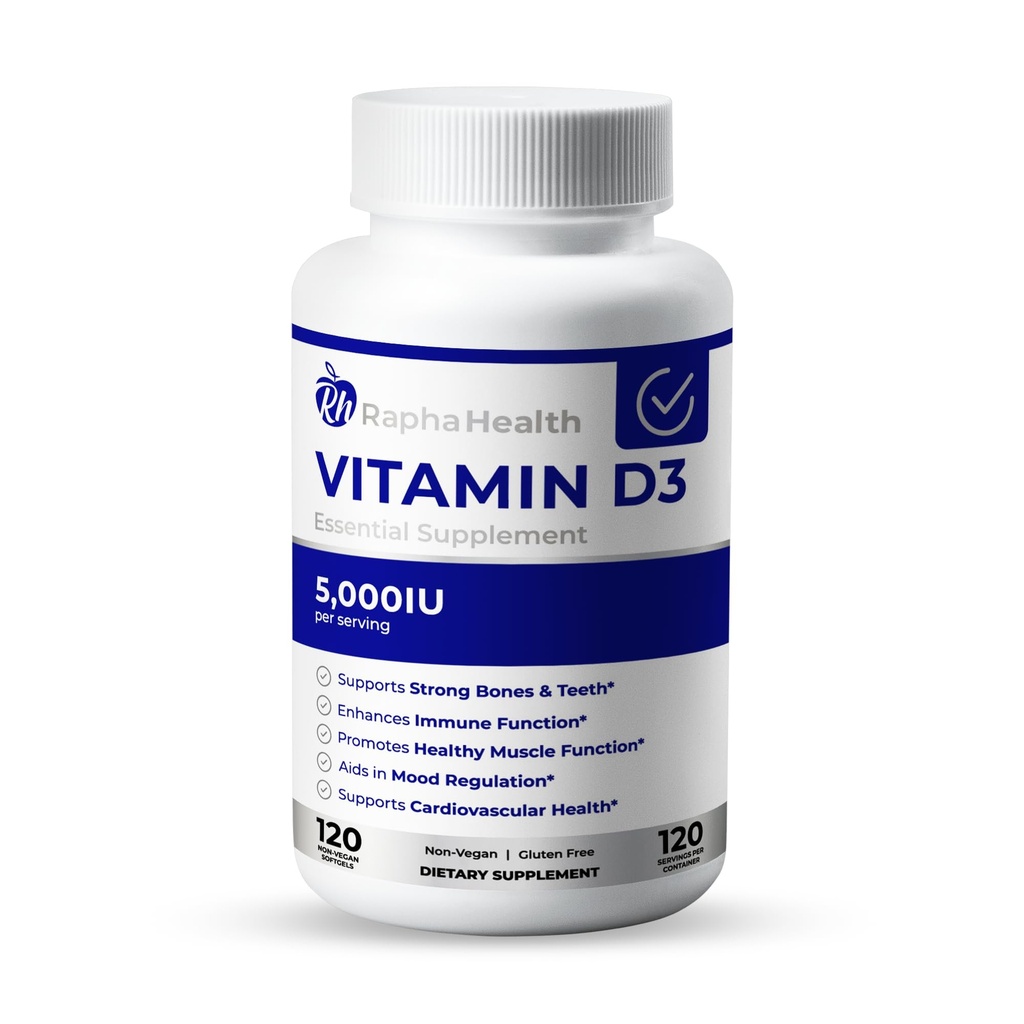 ויטמין D3 High Potency | 5000 IU for Immune, Bone ו- Cardiovascular Support