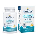 Nordic Naturals Ultimate אומגה Mini D3, Lemon Flavor - 60 מיני Soft Gels - 1120 מ"ג אומגה 3 + 1000 IU ויטמין D3 - EPA & DHA - מקדם את המוח ובריאות הלב - 30 משרתים