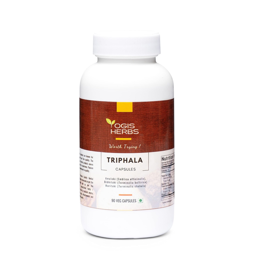 YOGIS HerBS Triphala קפסולות Amalaki (Emblica Officinalis), Bibhitaki (Terminalia Bellirica) וה Haritaki (Terminalia Chebula) 90 קפסולות Vegs