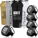 GoMOYO Fitness Bundle - 4Pack Shaker Bottles with Agitator + 5-Pack חלבונים Funnels with Karabiner, BPA-Free & Dishwasher בטוח יותר