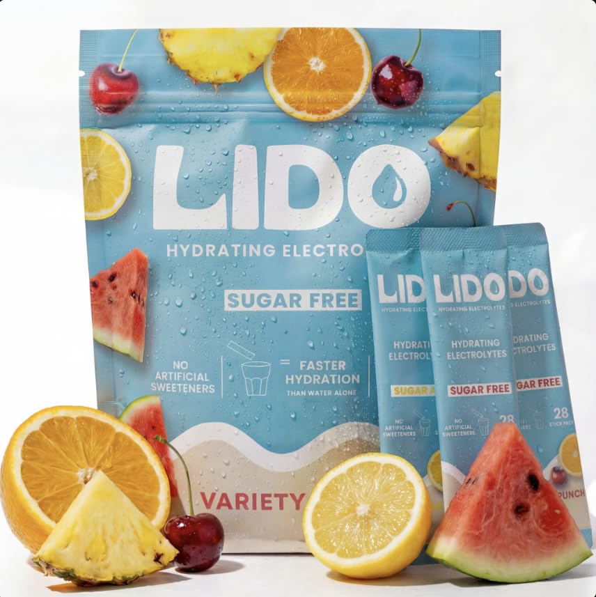 LIDO Variety Pack Electrolyte אבקת Packets - נקי, Zero-Sugar hydrotion שתי לערבב עם Balanced Sodium for Fast Replenishment - טבעוני, Paleo & Fasting Friendly - 28 מקלות