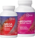 Microbiome Labs MegaPrebiotic כדי לתמוך Digestion & Gut (180 קפסולות) + MegaQuinone K2-7 שלם ויטמין K תוסף עם מגנזיום, Zinc (60 קפסולות) - 2 מוצרים Bundlele
