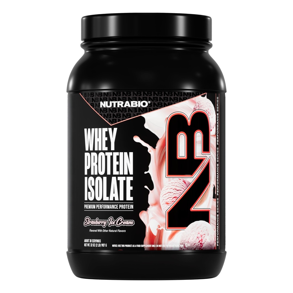 NutraBio 100% חלבון Whey חלבון Isolate אבקת חלבון, 25g חלבון עם פרופיל מלא Amino Acid, non-GMO, Soy & Gluten Free, Low Carb, Low Calorie Whey חלבון אבקה, קרם קרח סטרוברי, 2 Lbs Lbs Lbs, 2 Lbs Lbs Lbs Lbs, 2 Lbs Lbs Lbs.