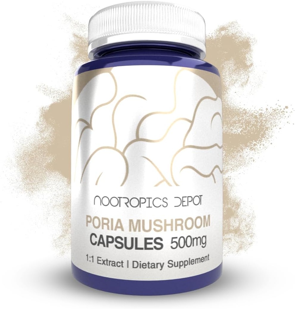 Nootropics Depot Poria Mushroom קפסולות | 500mg | 60 Count | Wolfiporia extensa