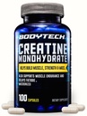 BODYTECH Creatine Monohydrate קפסולות מיקרון תמיכה כוח שרירים, Mass, and Endurance (100 קפסולות)