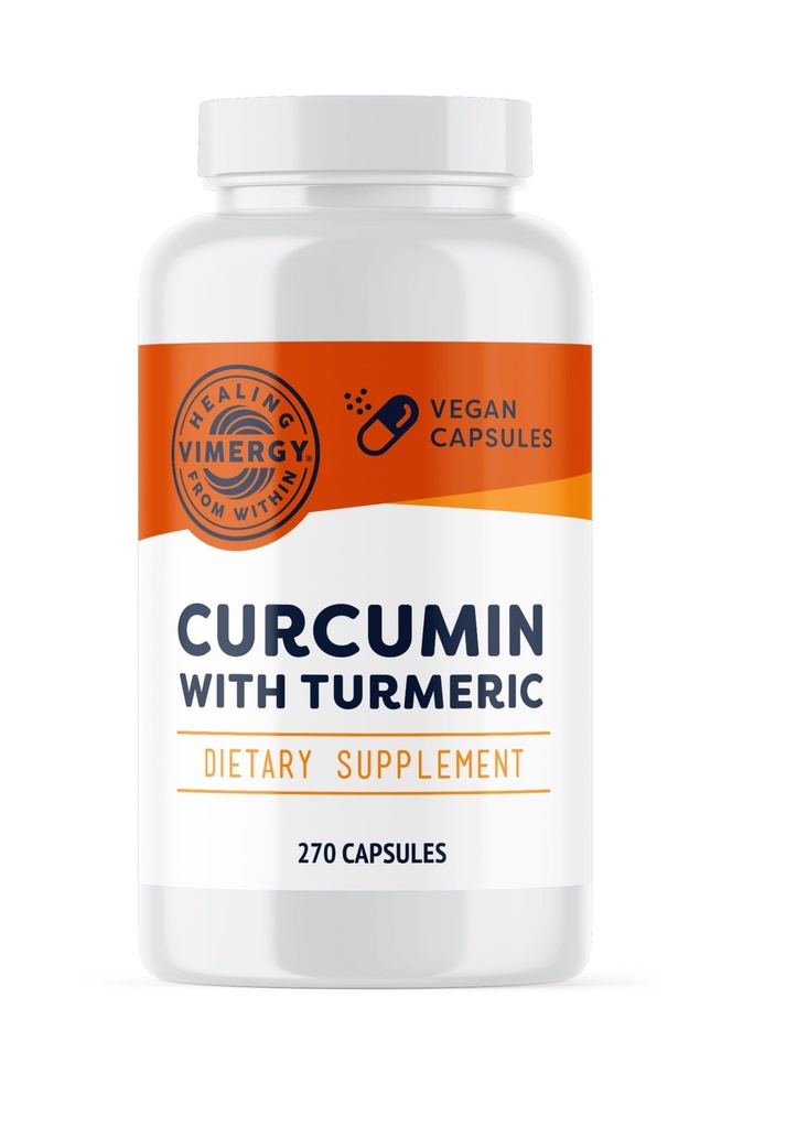 Vimergy Curcumin עם קפסולות Turmeric - מקדם בריאות העצם וניידות * - תומך זיכרון ותפקוד המוח * - כשר, טבעוני וגלוטן חינם - (270 ct).