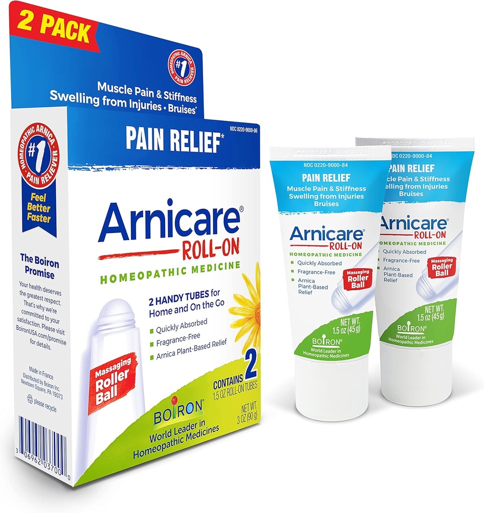 Boiron Arnicare Roll-On for Relief of Joint Pain, כאבי שרירים, כאבי שרירים, כאבי שרירים, ו Swelling from Bruises or Stress - non-gry and Smell-Free - 2 Count (Pack of 1)
