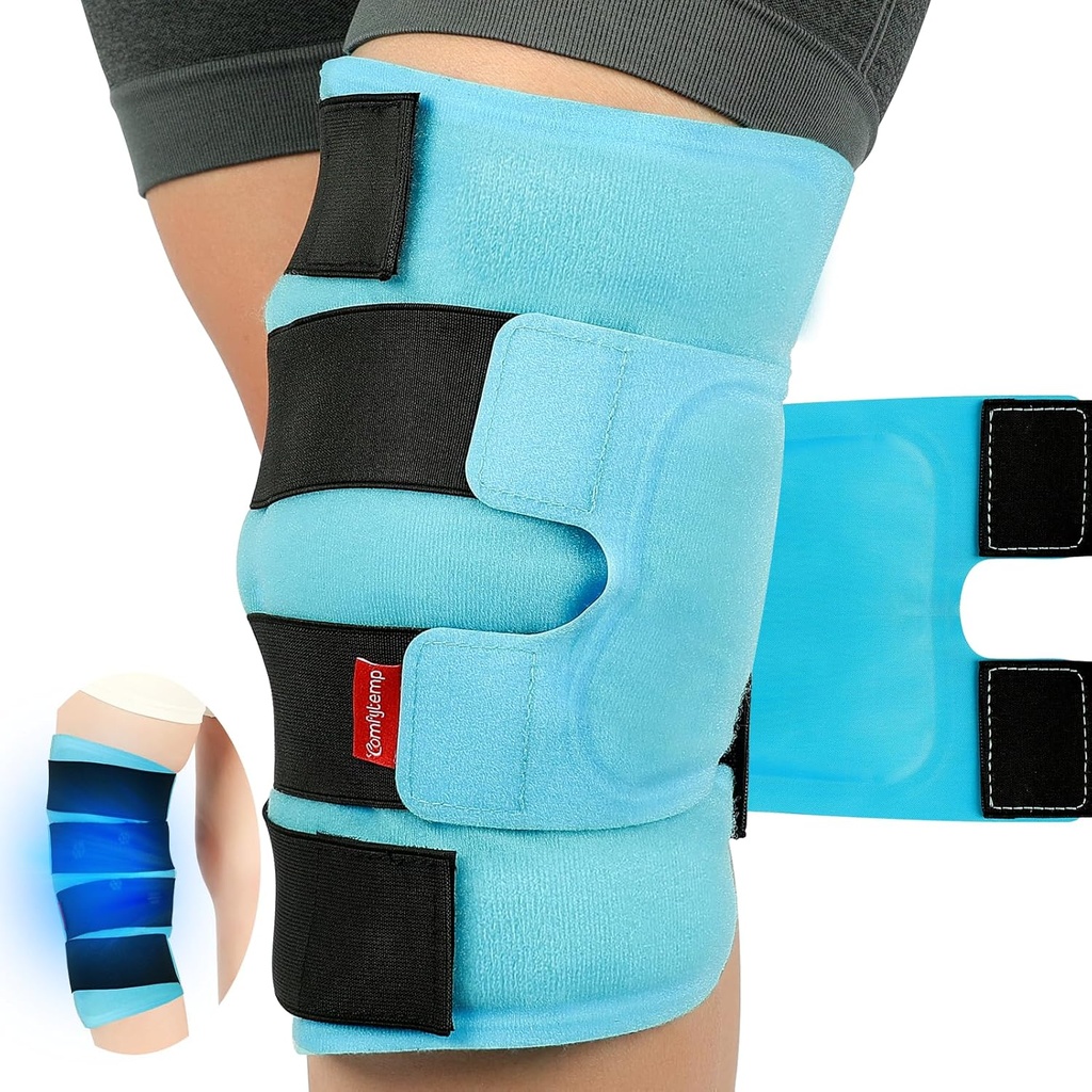 התכוננות גדולה של Ice Pack Wrap Reusable Gel, Full Coverage Knee Cold Compression Brace for Injuries, Pain Relief, Recovery, ACL, לאחר ניתוח Get Well Gift, 23.6"x11.8