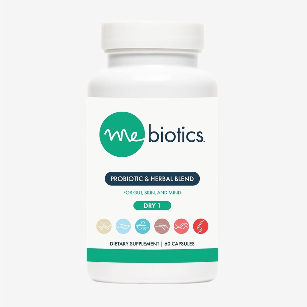 Microbiome Labs Mebiotics Probiotics & Herbal תוסף יבש 1 - Lactobacillus Rhamnosus + לימון Balm for Skin + Gut Health - פרוביוטיקה אוראלית לתמיכה Gut, Mind & Skin (60 קפסולות)