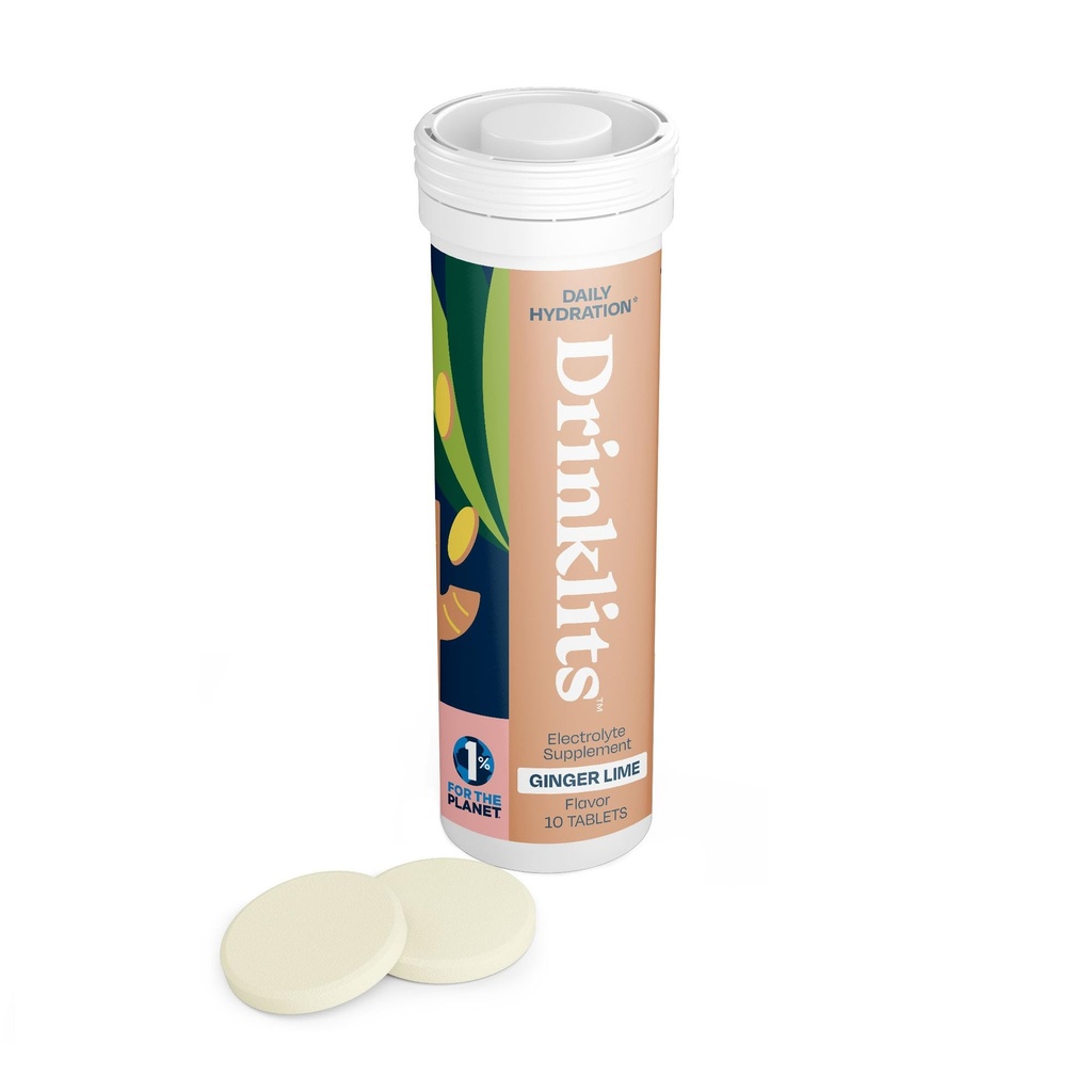 שתייתות ג'ינג'ר Lime Electrolyte Tablets for Hydration | Great Taste - 0g Sugar - Essential Electrolytes - Daily Use