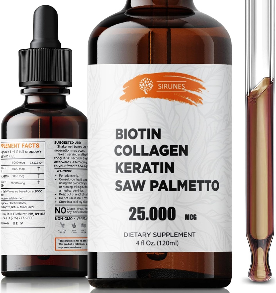 נוזל biotin ו Collagen - שיער, עור וציפורים תוספת עם 10,000 mcg Collagen, 5,000 mcg Biotin, 5,000 mcg Keratin & Saw Palmetto - Made in USA, 4 oz oz oz oz oz oz oz oz oz oz oz oz oz oz oz oz oz biotin, 5,000 mcg Keratin & Saw Palmetto - Made in USA, 4 fl oz oz oz