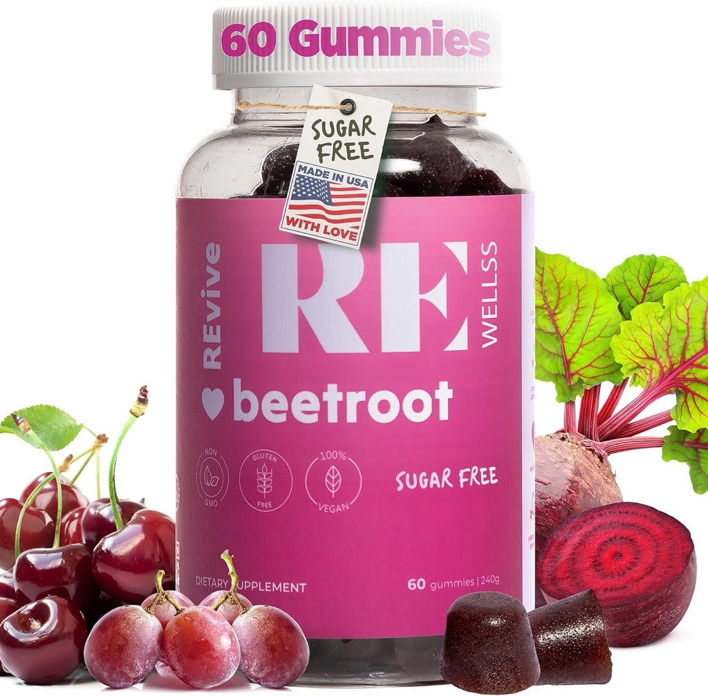Bt Root Gummies עם Grape Seed לחלץ אנרגיה תוספי I סוכר חינם Nitric Oxide תוספי עבור גברים ונשים I כולל בריאות ולחץ דם תמיכה I 60 חניכיים - דובדבן