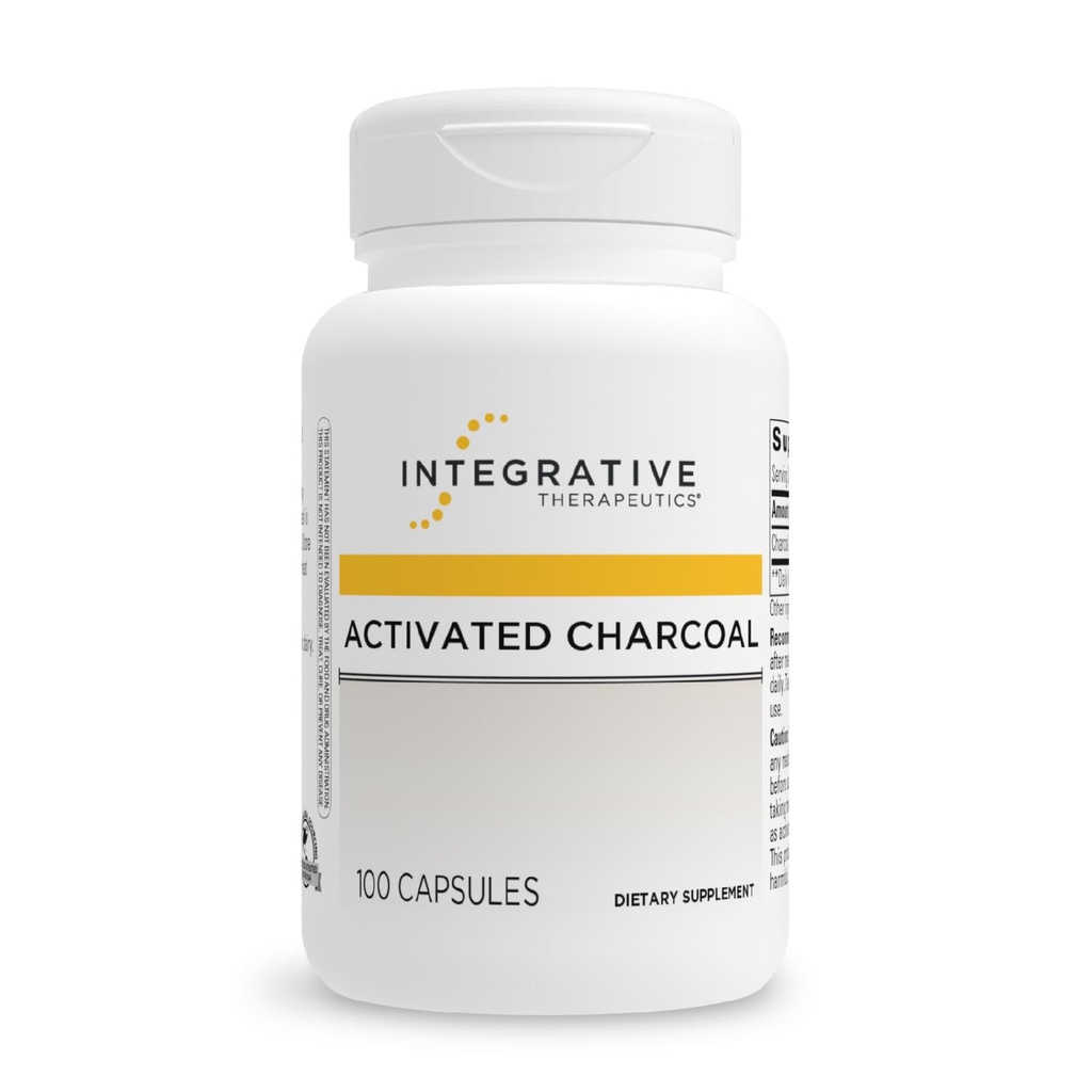 Integrative Therapeutics Active Charcoal - Digestive & Gut Health Supplement * תמיכה במעיים Gastro* - Gluten-Free & Milk- 100 קפסולות (50 משרתים)