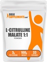 BulkSupplements.com L-Citrulline Malate 1:1 אבקה - אבקת Citrulline, Amino Acid תוספת - Unflavored & Gluten חינם - 3g לכל המשרתים, 100g (3.5 oz) (Pack of 1) (Pack of 1)