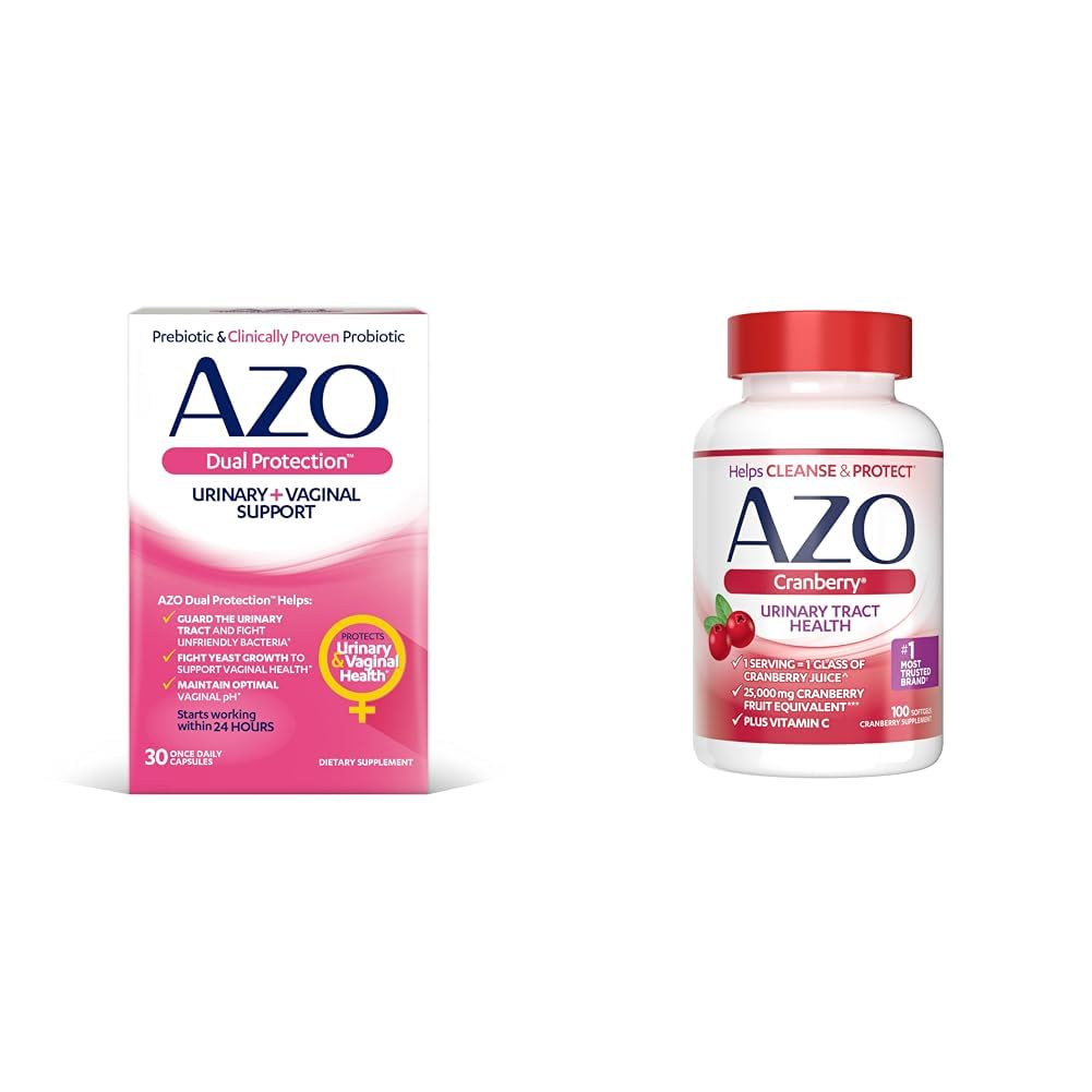 AZO כפול הגנה | תמיכה וטרינרית + Vaginal * | Prebiotic Plus Clinically Probiotic נשים Probiotic | Starts Work Within 24 שעות | Non-GMO | 30 Count & Cranberry Urinary Tract Health