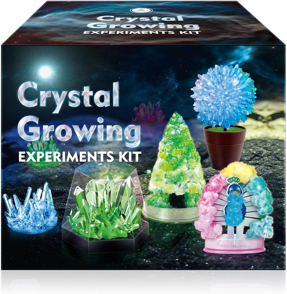 UNGLINGA Crystal growth Experiments Science Kits for Kids, S.T.E.M פרויקטים למידה צעצועים חינוכיים מתנות רעיון עבור בנות בנים, גדל 5 קריסטלים ויברנט עושה Kit
