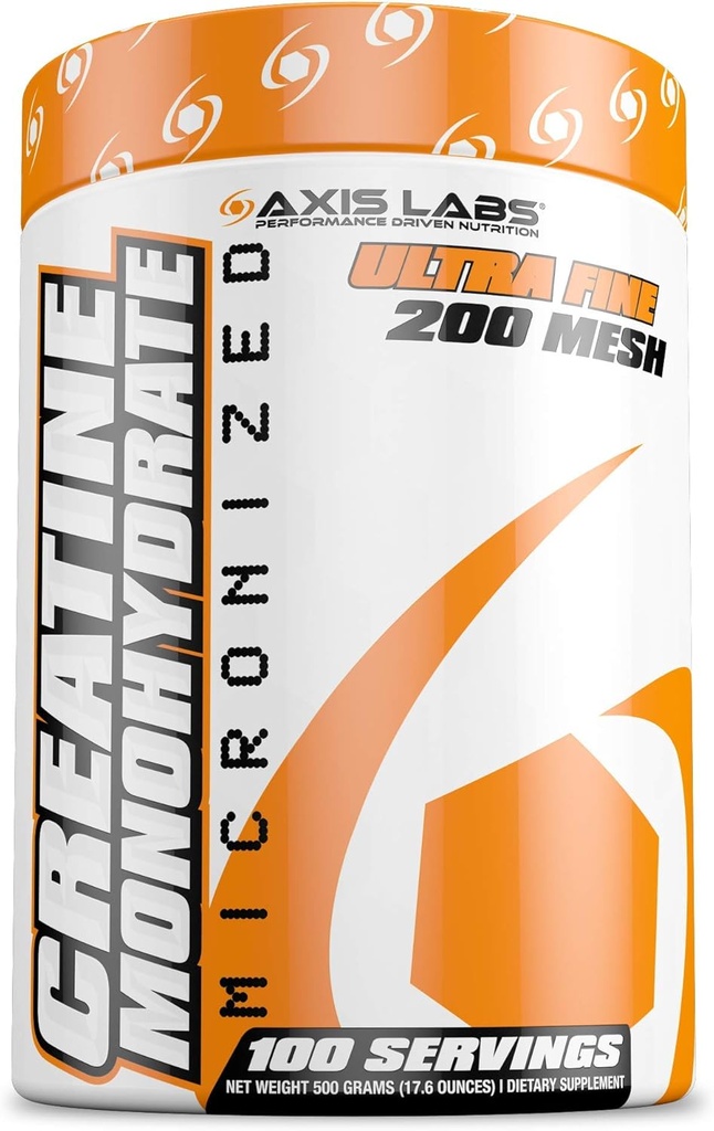 מעבדות הציר Micronized Creatine Monohydrate - מינרלים תוספת - 100 משרתים - שיפור כוח - גידול שרירי - מגביר את הגודל הכולל