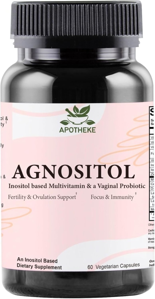 AGNOSITOL Prenatal ויטמין, Vaginal Probiotic עם SMART Bacteria, פוריות, Ovulation & PCOS תמיכה, הורמון איזון & Vaginal בריאות תוספת. Inositol 40:1, Folic Acid, ויטמינים D3 B6/1