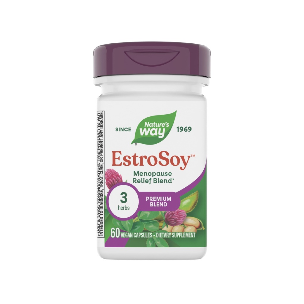 Nature's Way EstroSoy, Menopause הקלה בלנדר*, Helps Relieve Menopausalסימפטומים*, Black Cohosh, Red Clover, ו-Fremented Soy, 60 קפסולות טבעוניות