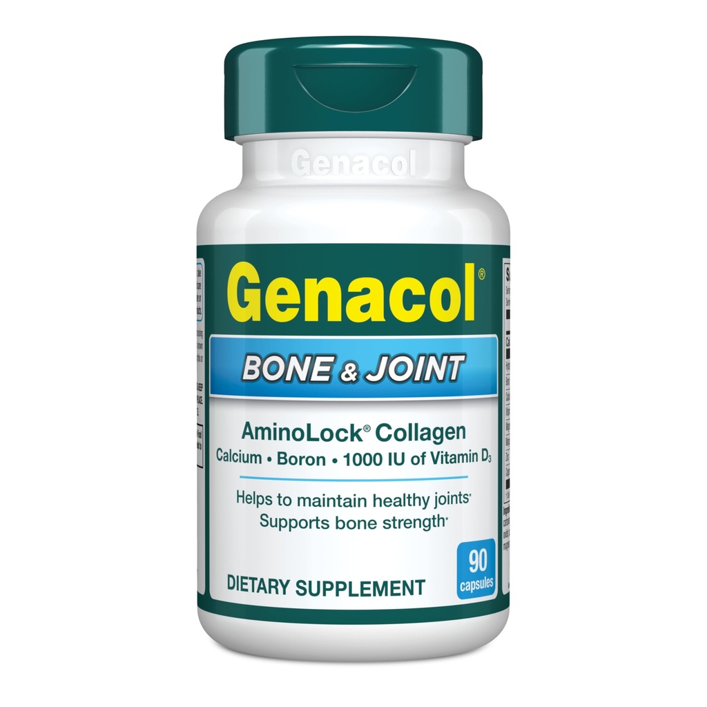 Genacol Bone & Joint - Calcium, ויטמין D3, Boron & Ultra-Hydrolyzed Collagen, בריאות תוספת, תמיכה בעצמות העצם, 90 קפסולות (30 יום אספקה)
