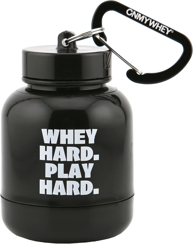 ONMYWHEY - אבקת חלבונים & תוסף Funnel Keychain, Portable to-Goer for theהתעמלות, Workouts, Fitness & Travel - TSA אישר, Whey Hard Play Hard Play Hard Play